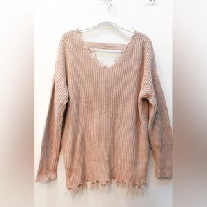 Moon & Madison Frayed Knit Sweater